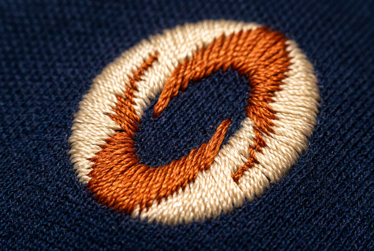 Macro of raised embroidery stitching