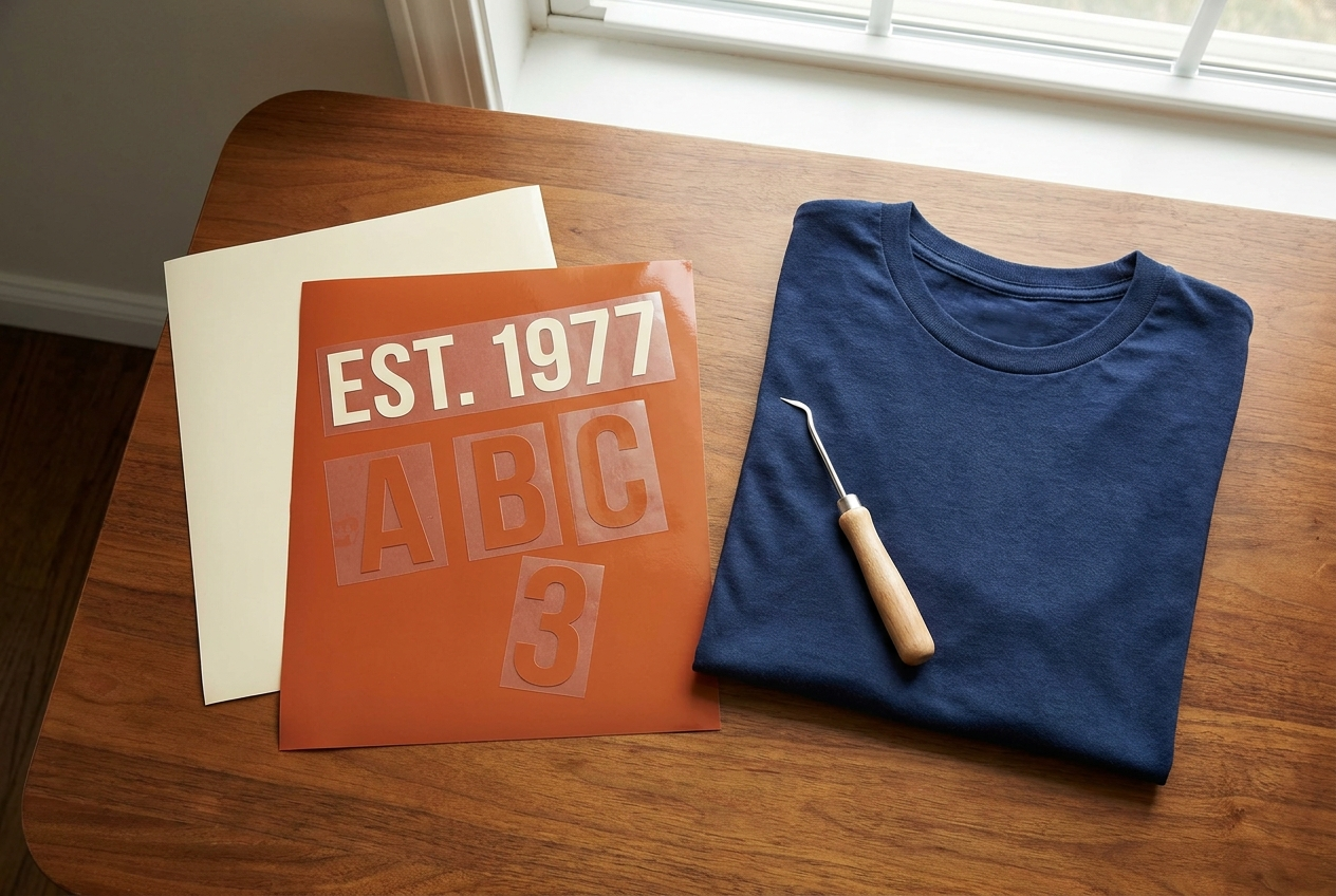 Cut heat-transfer vinyl letters and numbers with a weeding tool