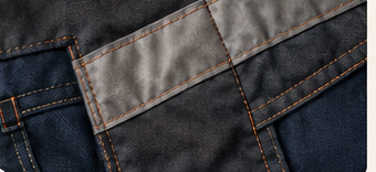 Close-up of durable workwear fabric and stitching